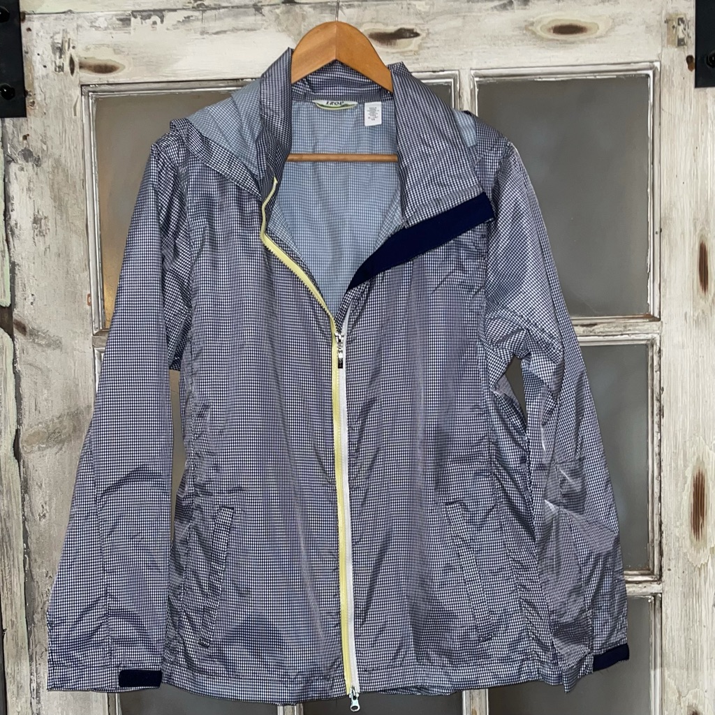 Izod Windbreaker Gingham Blu/White Size Xl